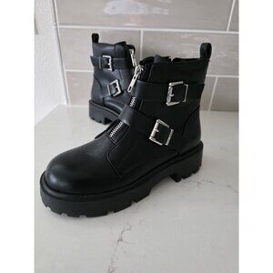 New Girl's Sz 3M 3 Steve Madden Black Boots Jwrenn Motorcycle Boots Buckle